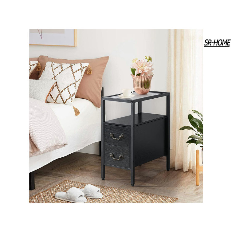 SRHOME Glass Top 2 Drawer End Table Wayfair Canada